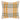 Plaid patterned pillow with yellow and blue stripes on a beige background