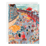 Colorful illustration of a street market scene with people and stalls, featuring the text 'THANKS A BUNCH'.