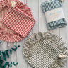 Bread Makers Set- Bowl Cover and Bread Bag | Ticking Stripes: Red (Shown with blue ticking stripe set and black ticking stripe set)