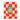 Birthday card with illustration of preserved fish on a red and pink checkered background