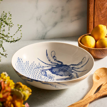 Blue & White Crab | Wide Serving Bowl