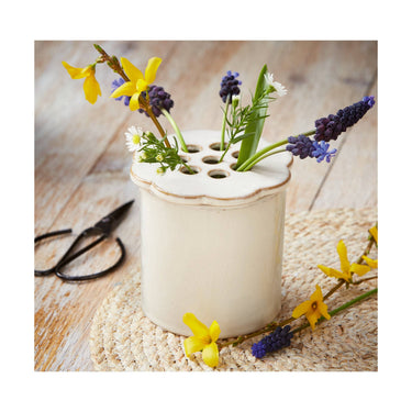 Daisy Large Stoneware Flower Frog | White