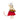 Stuffed mouse toy in a red dress holding a tray with gingerbread cookies on a white background