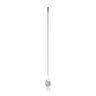 Metallic spoon with a teardrop-shaped bowl on a white background