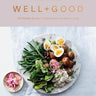 Book cover features a whitefish Niçoise salad comprised of green beans, romaine, eggs, potatoes, pickled onions, olives, capers and whitefish salad. There is a smaller plate to the bottom left on which sits extra pickled red onions.