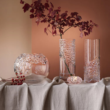 Orrefors Carat Upper Cut Vase shown with  foliage display
