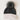 Charcoal & Beige beanie with feather poof