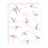 Card with pink flamingo illustrations and text on a white background