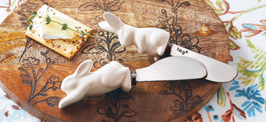 tag - Bunny Spreader Set/2 White Earthenware Summer