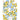 Yellow blue tile lemons green leaves tea towel
