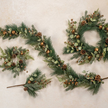 19" Pine, Eucalyptus & Pinecones w/Bells Pick