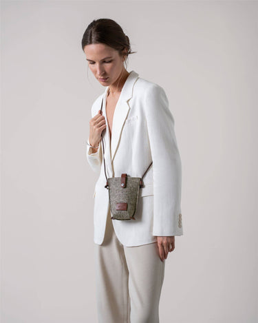 Hana Merino Wool Phone Crossbody - Ash Brown Sienna