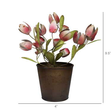 Measurements for HomArt Metal Pot with Tulips Sculpture 9.5”H x 4”W